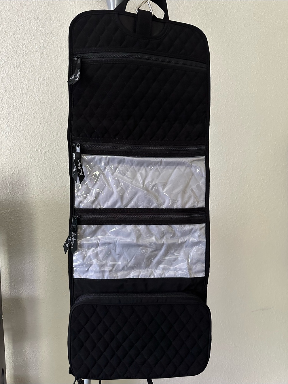 Vera Bradley Quilted Black Hanging Toiletry Organizer